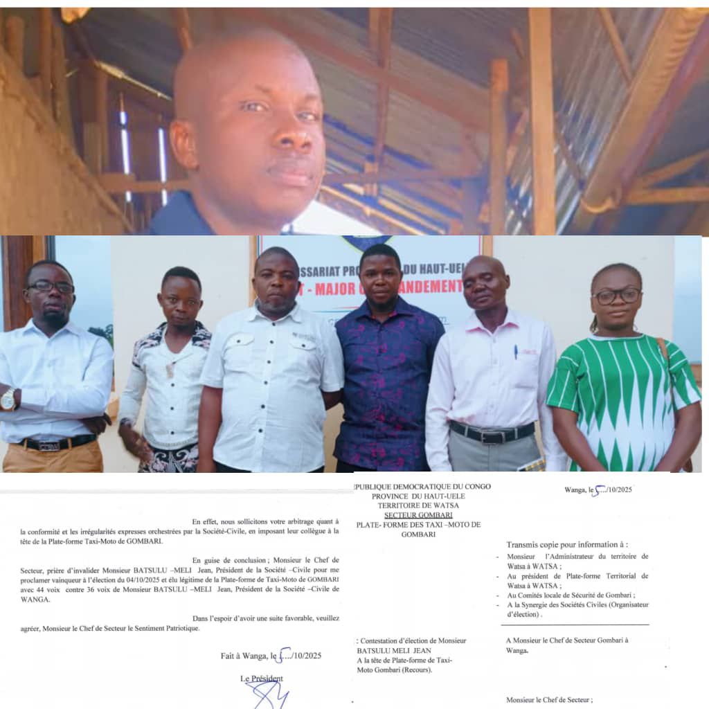 img-20251006-wa0085819984592550317037 Watsa/Secteur Gombari : Polémique autour des élections de la Plateforme des Taxi-Motos, la Société Civile accusée de manipulations et favoritisme
